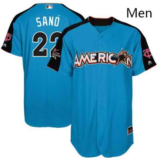 Mens Majestic Minnesota Twins 22 Miguel Sano Replica Blue American League 2017 MLB All Star MLB Jersey